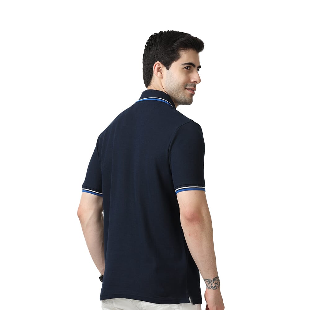 Marks & Spencer Polo T-shirt -Navy Blue With Royal Blue and White Tipping